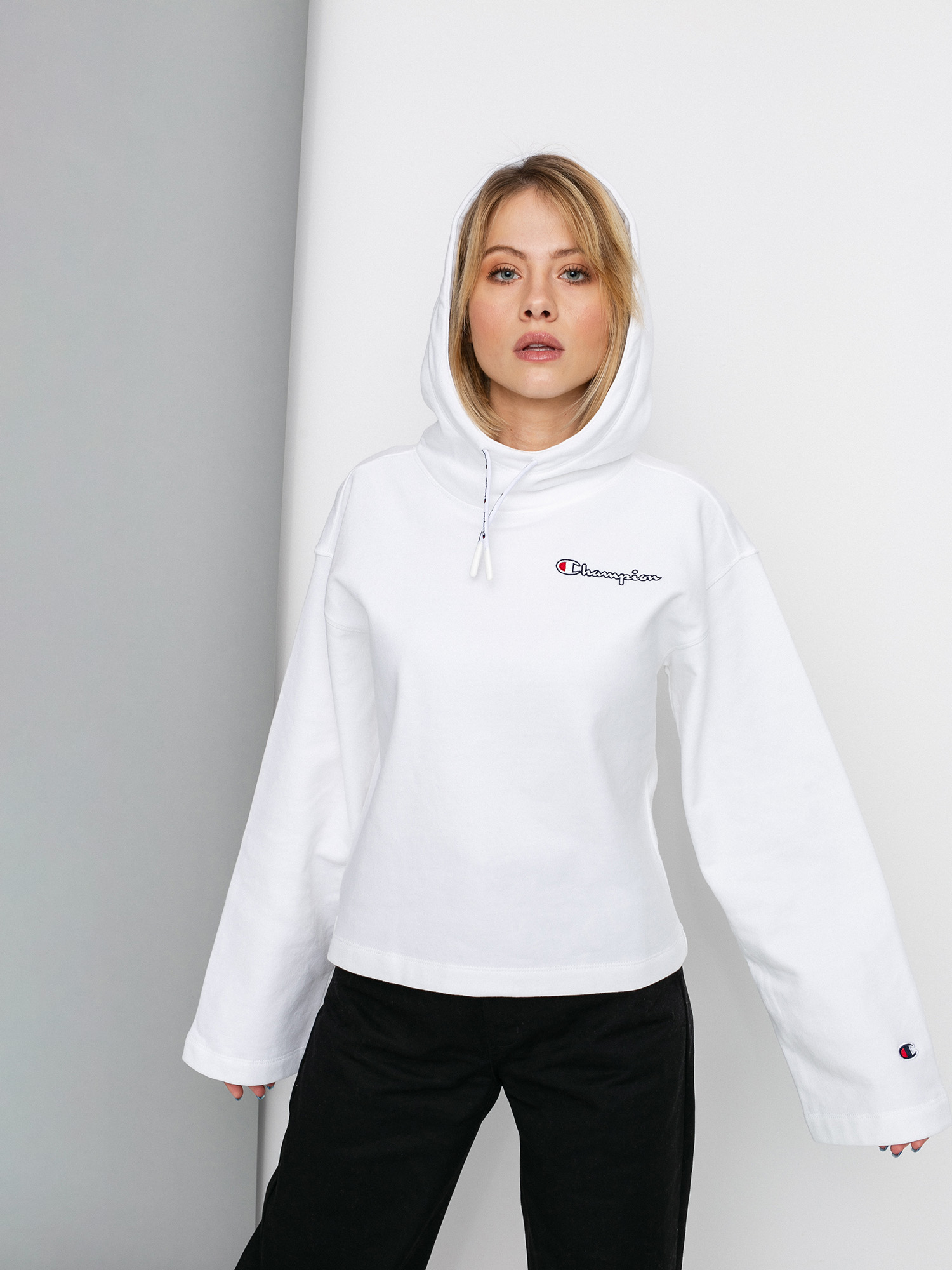 Hanorac cu glugă Champion Sweatshirt HD 113186 Wmn (wht)