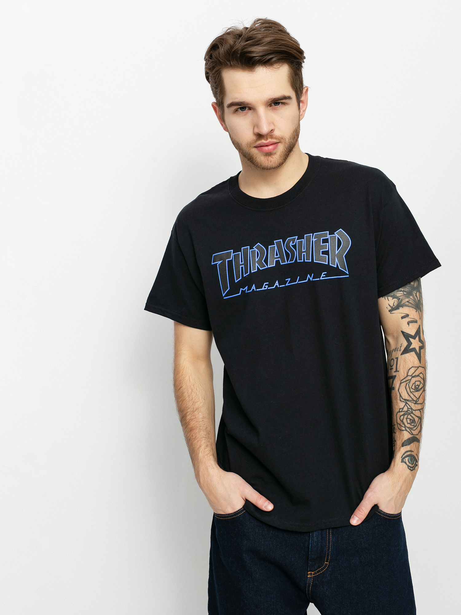 Tricou Thrasher Outlined (black/black)