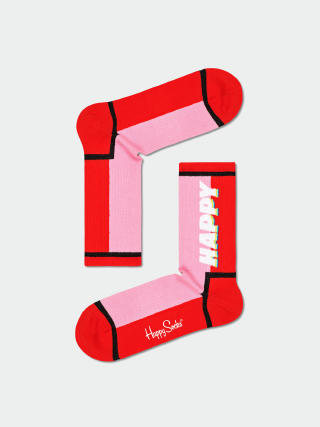 Șosete Happy Socks Happy TeXt 3/4 Crew (red/pink)