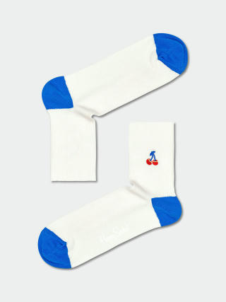 Șosete Happy Socks Ribbed Embroidery Cherry 1/2 Crew (white)